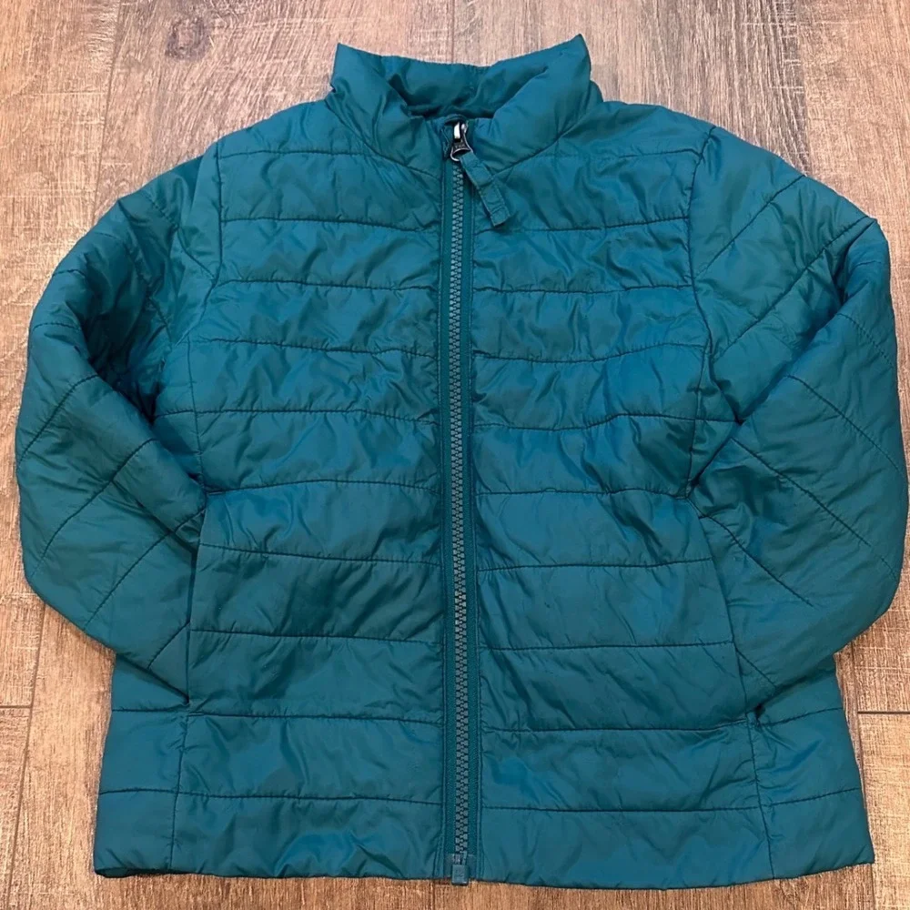 Lands End Kids Teal Green/Blue Quilted Puffer Jacket Full Zip Lightweight 3T - Picture 4 of 5